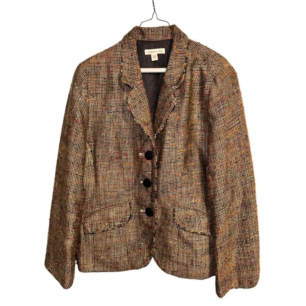 Coldwater Creek Vintage Best Tweed Blazer Geometric Floral Fabrics Trimmings 12